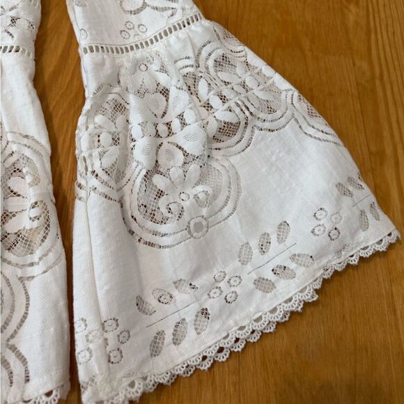 SPELL Clover Lace Blouse Semi Sheer Lattice Trim Crochet Women’s SIZE SMALL - Picture 5 of 12